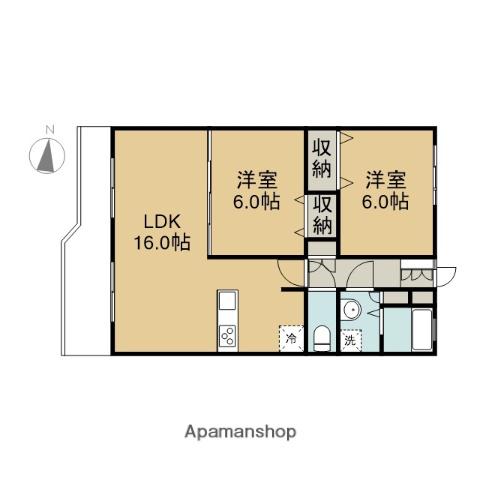 美しが丘ドエリングB(2LDK/2階)の間取り写真