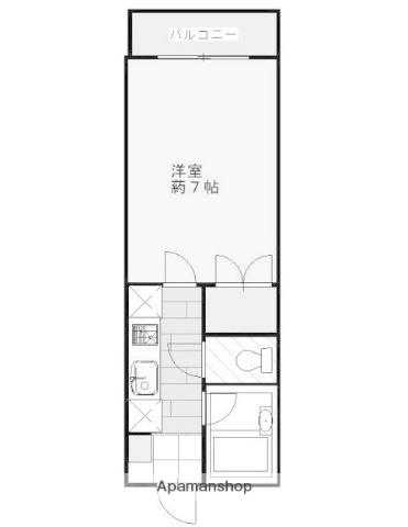 アルカサールⅢ(1K/2階)の間取り写真