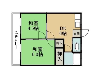 泉コーポ(2DK/2階)の間取り写真