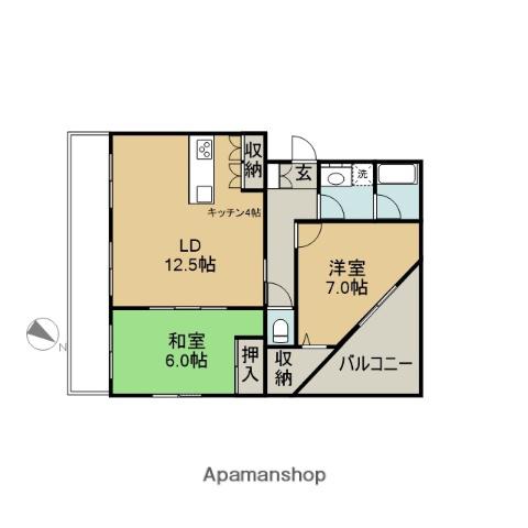 グリーンヒル藤が丘CⅡ(2LDK/5階)の間取り写真
