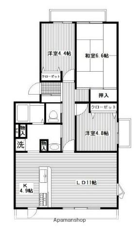 オクトス市ヶ尾2 5号棟(3LDK/2階)の間取り写真