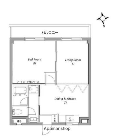 フェリス宮前平Ⅱ(2DK/3階)の間取り写真