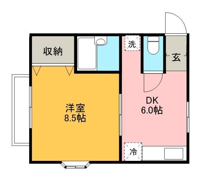 ハイブリッジⅤ(1DK/2階)の間取り写真