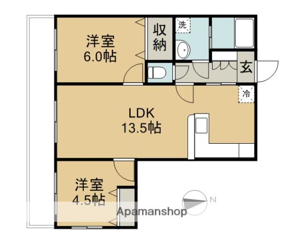 パインステージ美しが丘(2LDK/3階)の間取り写真