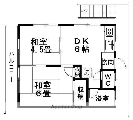 第2浅沼荘(2DK/2階)の間取り写真
