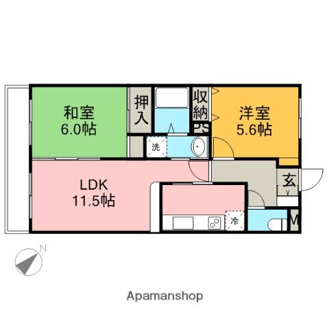 ヴィレッジⅡ(2LDK/2階)の間取り写真