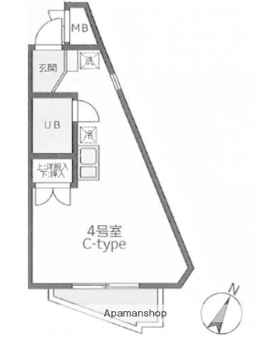 ユーコート市が尾(ワンルーム/4階)の間取り写真