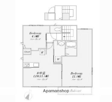 アンソレイユ鷺沼A棟(2LDK/2階)の間取り写真
