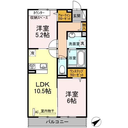 プラムスクエア(2LDK/2階)の間取り写真