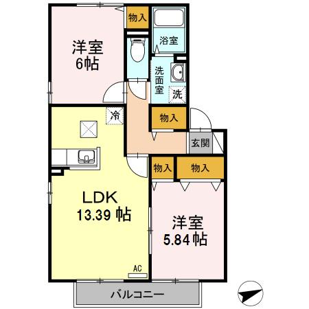 グランドソレーユ(2LDK/1階)の間取り写真
