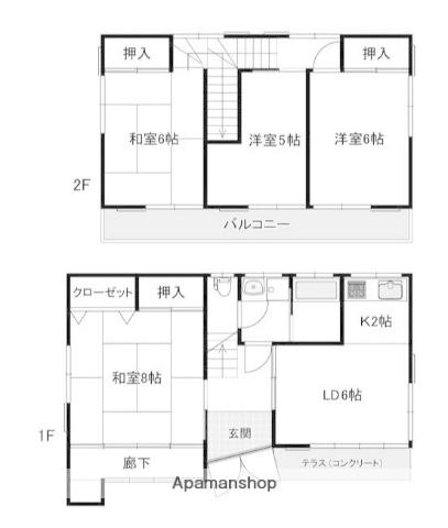 横浜市ブルーライン あざみ野駅 徒歩5分 2階建 築49年(4DK)の間取り写真