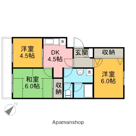 グリーンヒル藤が丘CⅡ(3DK/5階)の間取り写真