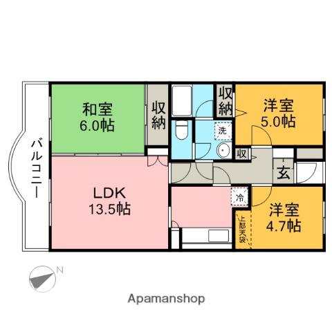 田沼レジデンス6(3LDK/3階)の間取り写真