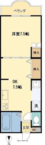 メゾン中央林間Ⅲ(1DK/2階)の間取り写真