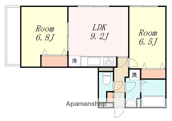 フラット福寿第8(2DK/2階)の間取り写真