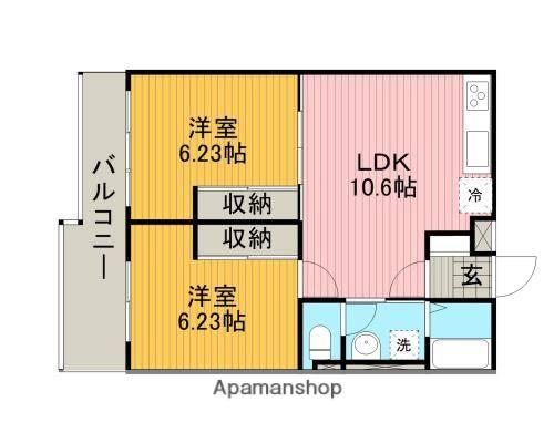 フラット福寿第8(2LDK/3階)の間取り写真