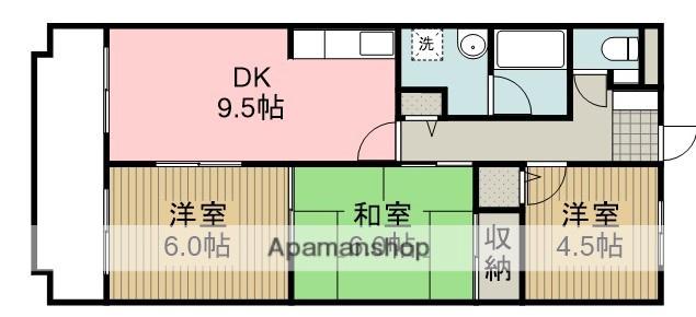 シャロム大和(3DK/5階)の間取り写真