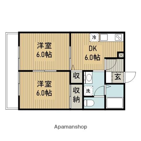 ハイムティーピー(2DK/2階)の間取り写真