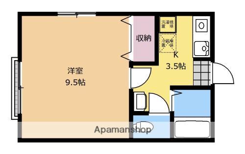 シャレー若松(1K/2階)の間取り写真
