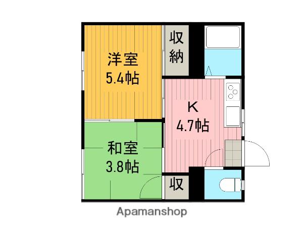 米波ハイツ(2K/2階)の間取り写真