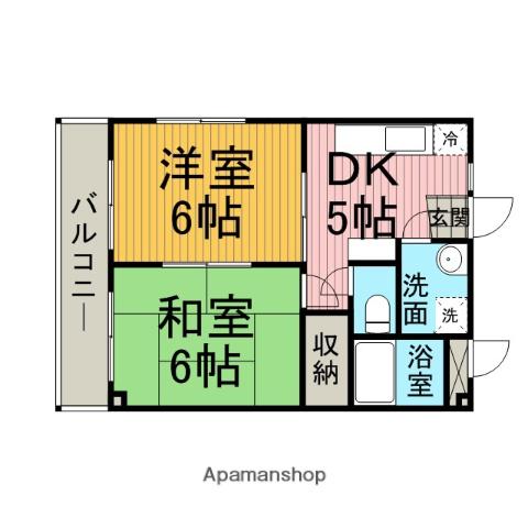 フラワールマンション(2DK/3階)の間取り写真