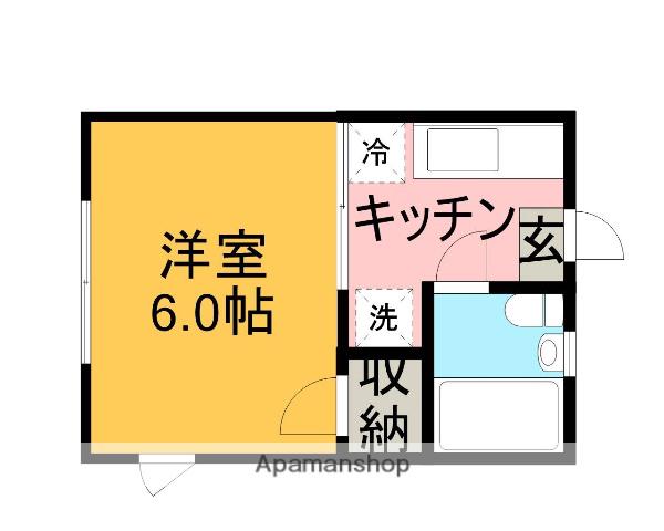 ドエル相模台(1K/2階)の間取り写真