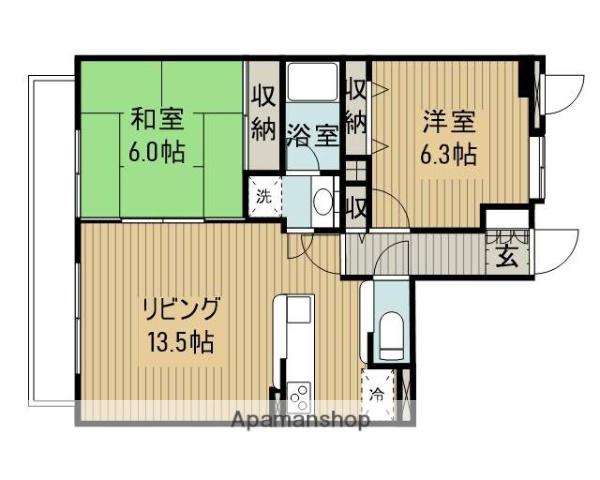 セレナハイム相武台(2LDK/1階)の間取り写真
