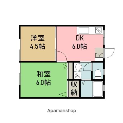 サニーハイツ(2DK/2階)の間取り写真