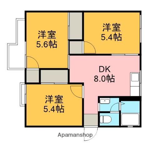 ハイツ吉川B(3DK/2階)の間取り写真