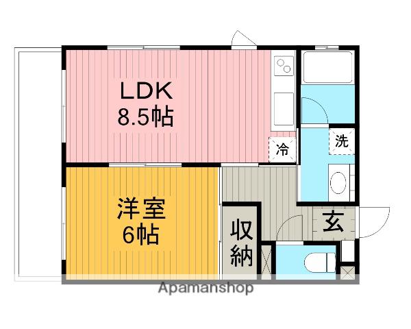 エルラード北里Ⅱ(1LDK/1階)の間取り写真