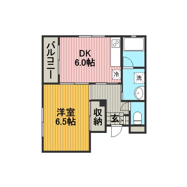 エルラード北里Ⅱ(1DK/1階)の間取り写真