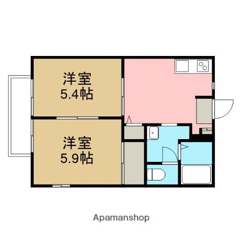 パールサン(2DK/1階)の間取り写真