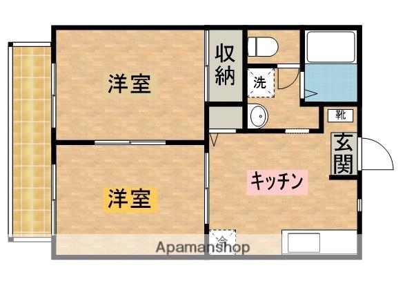 パールサン(2DK/2階)の間取り写真