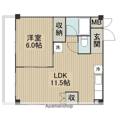 WAGAビル(1LDK/2階)の間取り写真