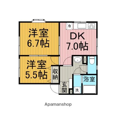 フレックスひばりが丘(2DK/1階)の間取り写真