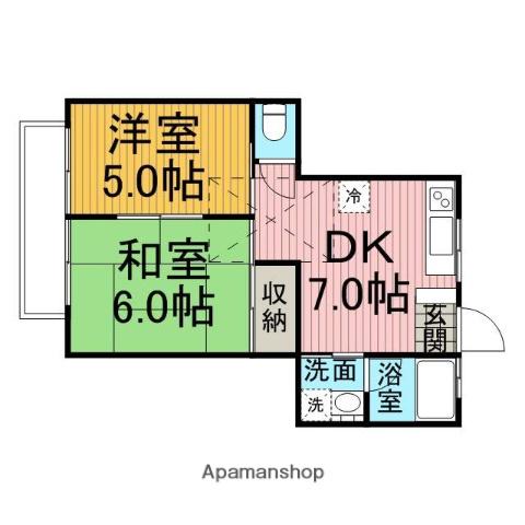 ペルナYAMANAKA(2DK/2階)の間取り写真