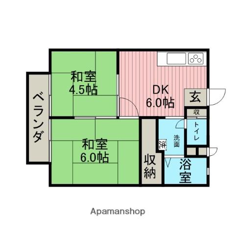 ハイツスクエア(2DK/2階)の間取り写真