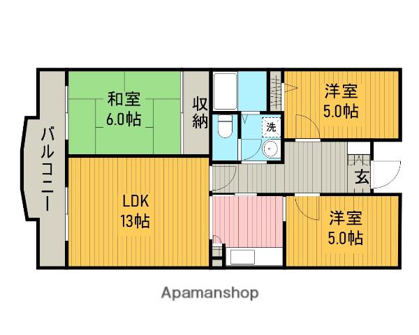 プリムローズ相模が丘(3LDK/2階)の間取り写真