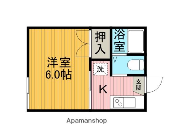 メゾンソレイユ第2(1K/1階)の間取り写真