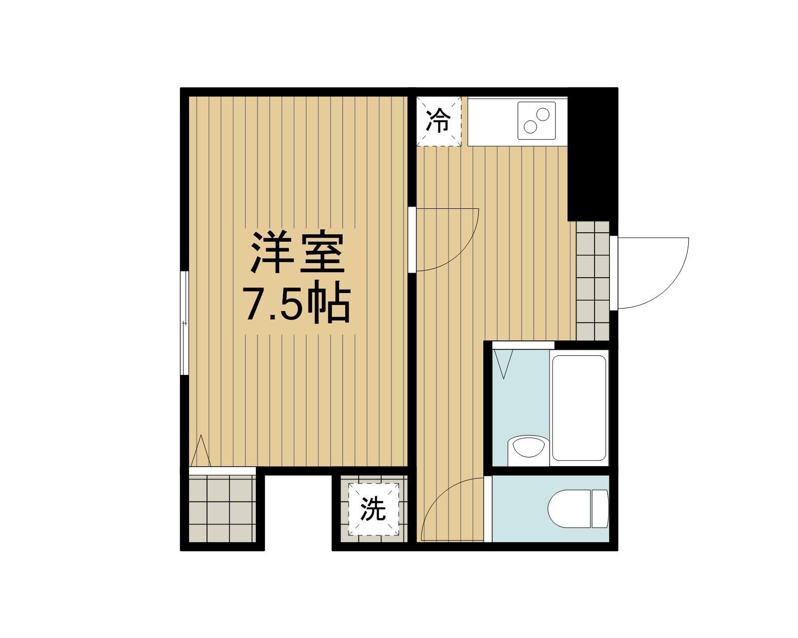 プラーズ南台(1K/3階)の間取り写真