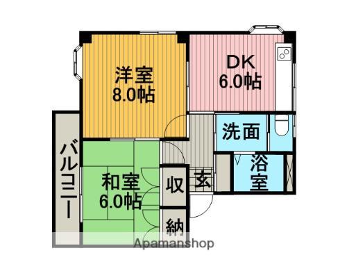 田村ビル(2DK/2階)の間取り写真