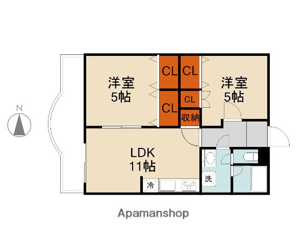 ライフコア東林間(2LDK/2階)の間取り写真