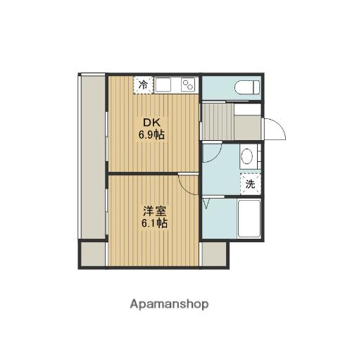小田急電鉄小田原線 小田急相模原駅 徒歩3分 3階建 築9年(1DK/1階)の間取り写真