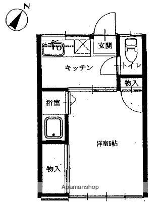 いわと荘(1DK/2階)の間取り写真