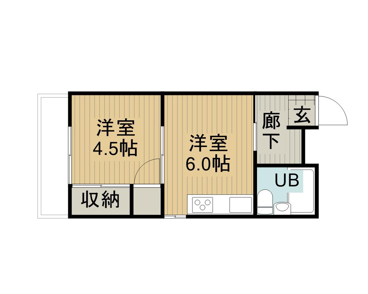 第2光生ビル(2K/2階)の間取り写真