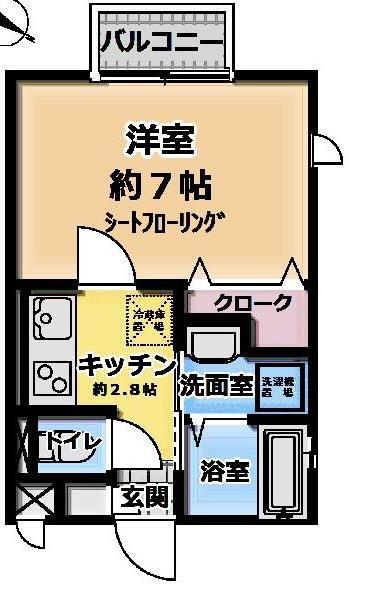 クロスコート町田(1K/2階)の間取り写真