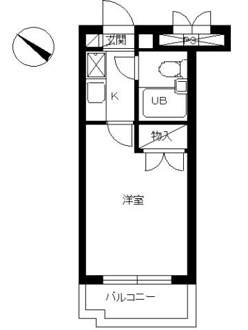 スカイコート相模原第6(1K/3階)の間取り写真