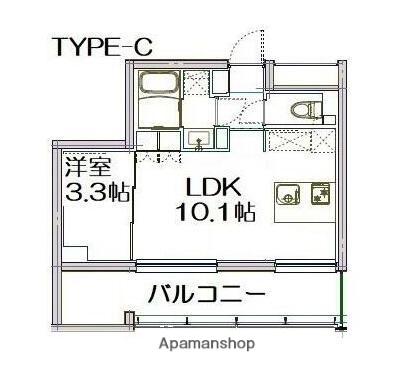 ノースWALL(1LDK/4階)の間取り写真