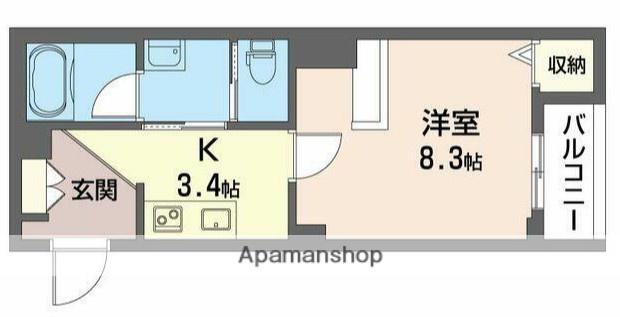 グランド ホルン(1K/2階)の間取り写真