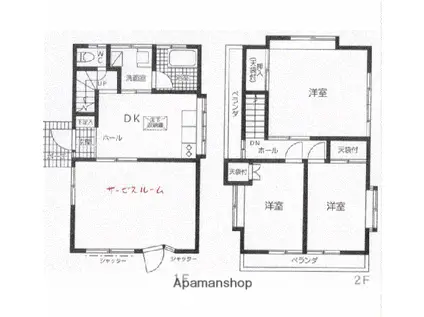 小田急電鉄小田原線 小田急相模原駅 徒歩17分 2階建 築45年(3DK)の間取り写真